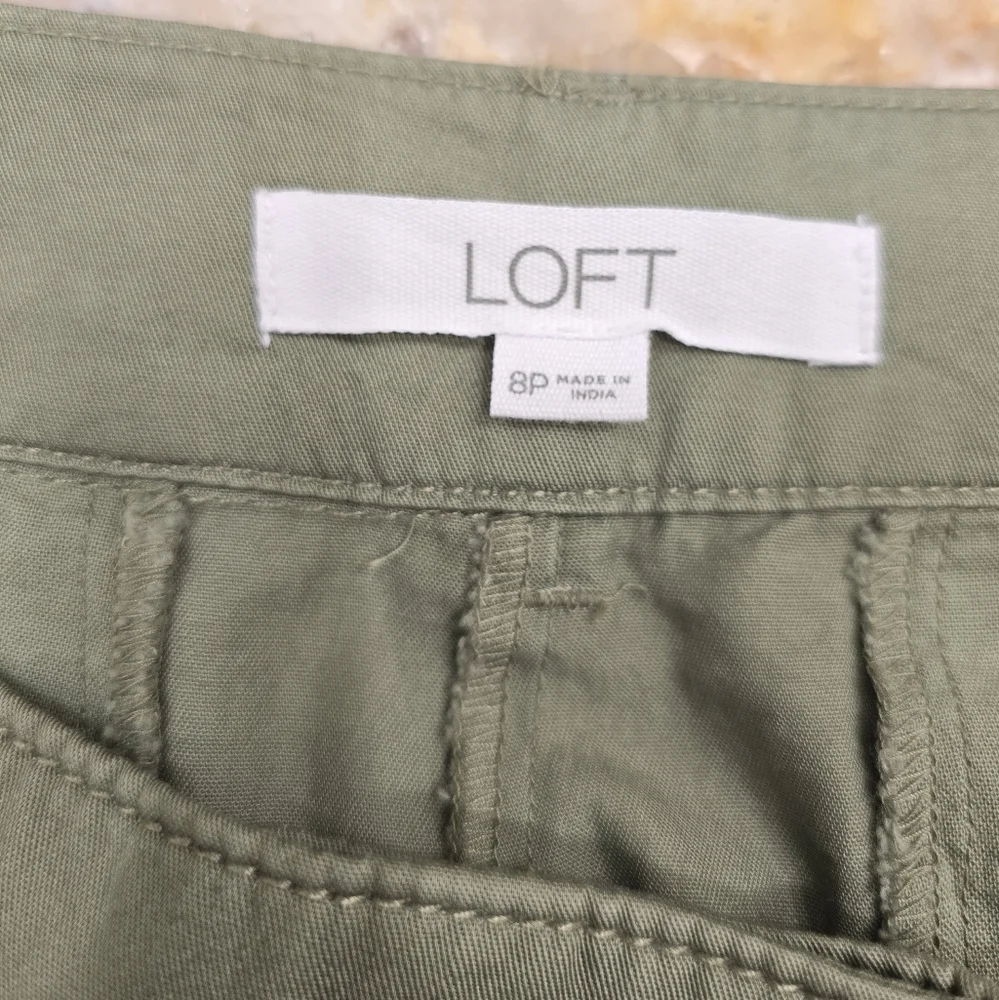 Loft Poplin Wide Leg Pants Green Size 8P - Picture 5 of 9